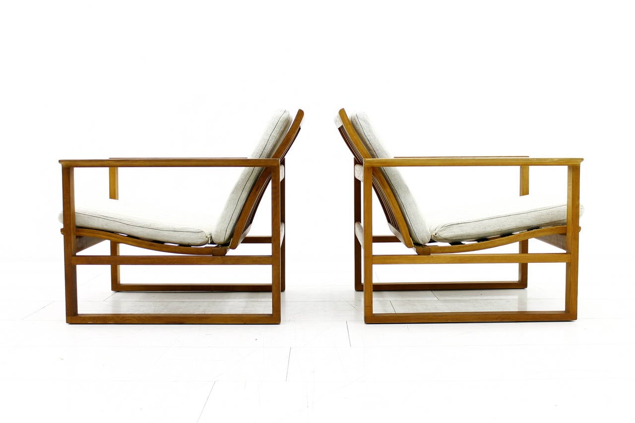 Scandinavian Modern Pair of Danish Lounge Chairs with Footstool by Børge Mogensen