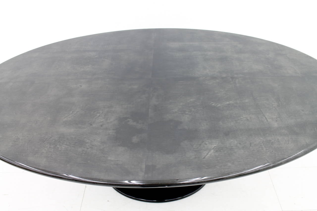 Oval Goatskin and Black Lacquer Dining Table by Aldo Tura, Italy 1972 1