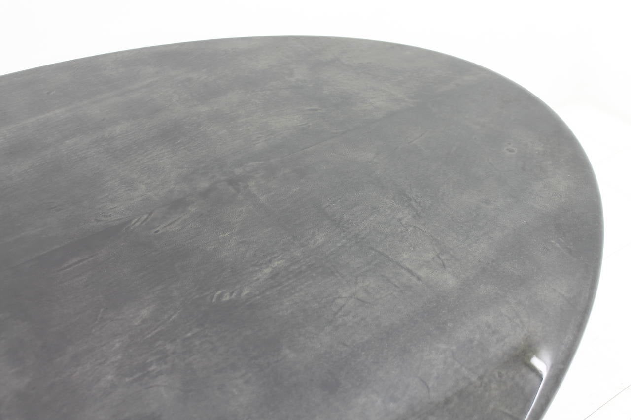 Oval Goatskin and Black Lacquer Dining Table by Aldo Tura, Italy 1972 2