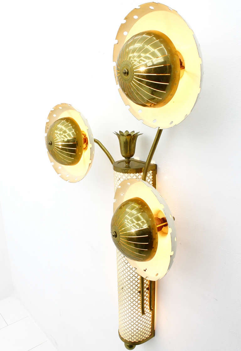 French Large Flower Wall Sconce, France Circa 1950`s For Sale