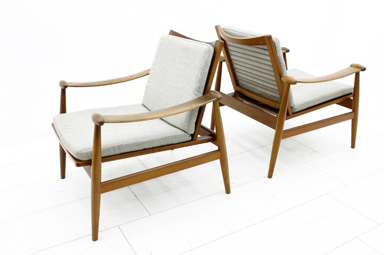 Scandinavian Modern Pair of Finn Juhl Spade Lounge Chairs, FD 133, Teak, Denmark