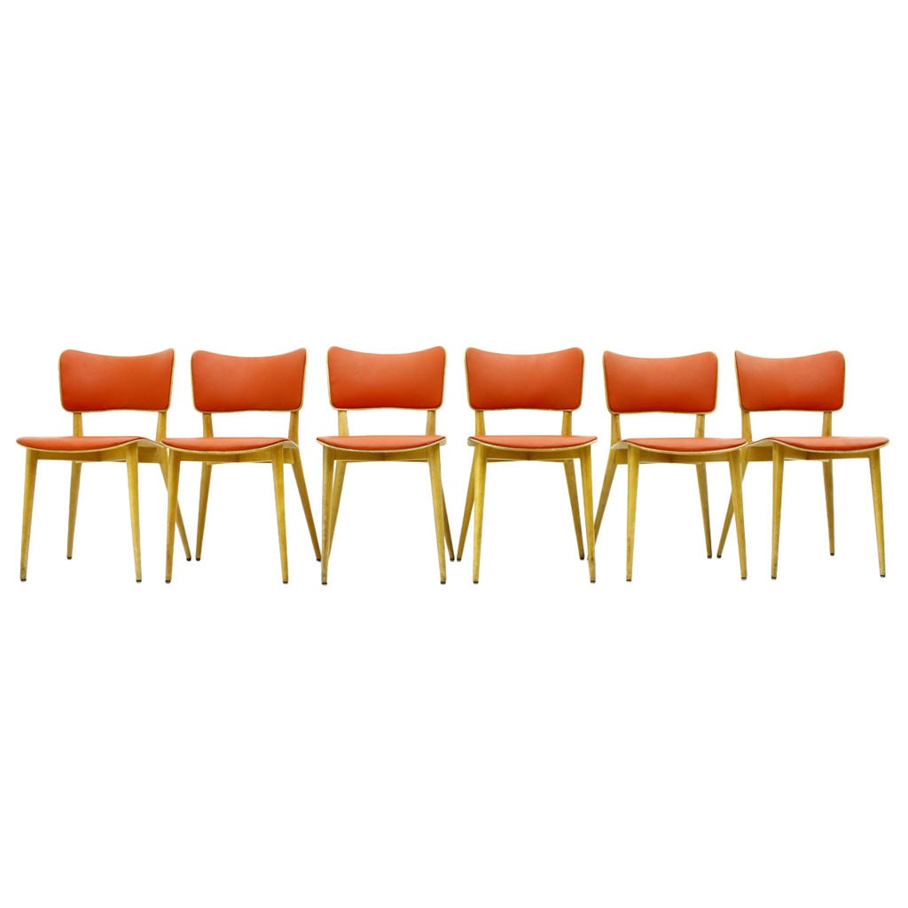 6 early Max Bill Dining Chairs, Switzerland ca. 1950`s