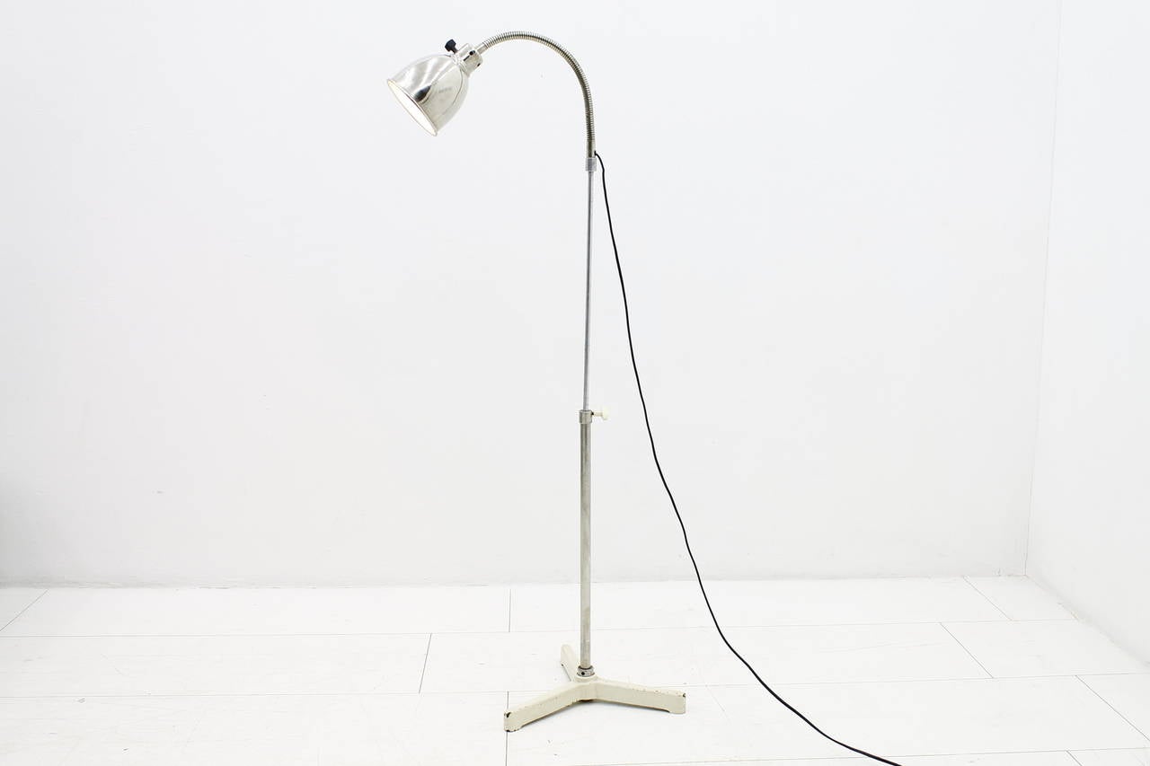 Mid-20th Century Christian Dell Floor Lamp with Gooseneck 1930s For Sale