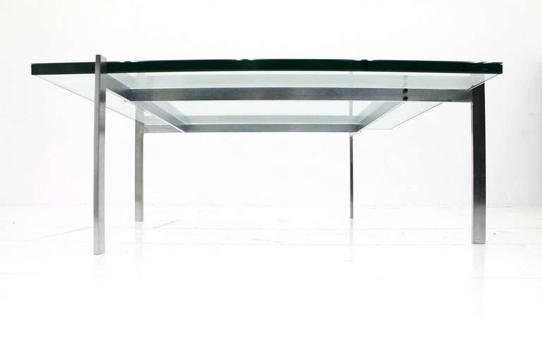 Danish Poul Kjaerholm Coffee Table, Metal and Glass, PK61, E. Kold Christensen, Denmark For Sale