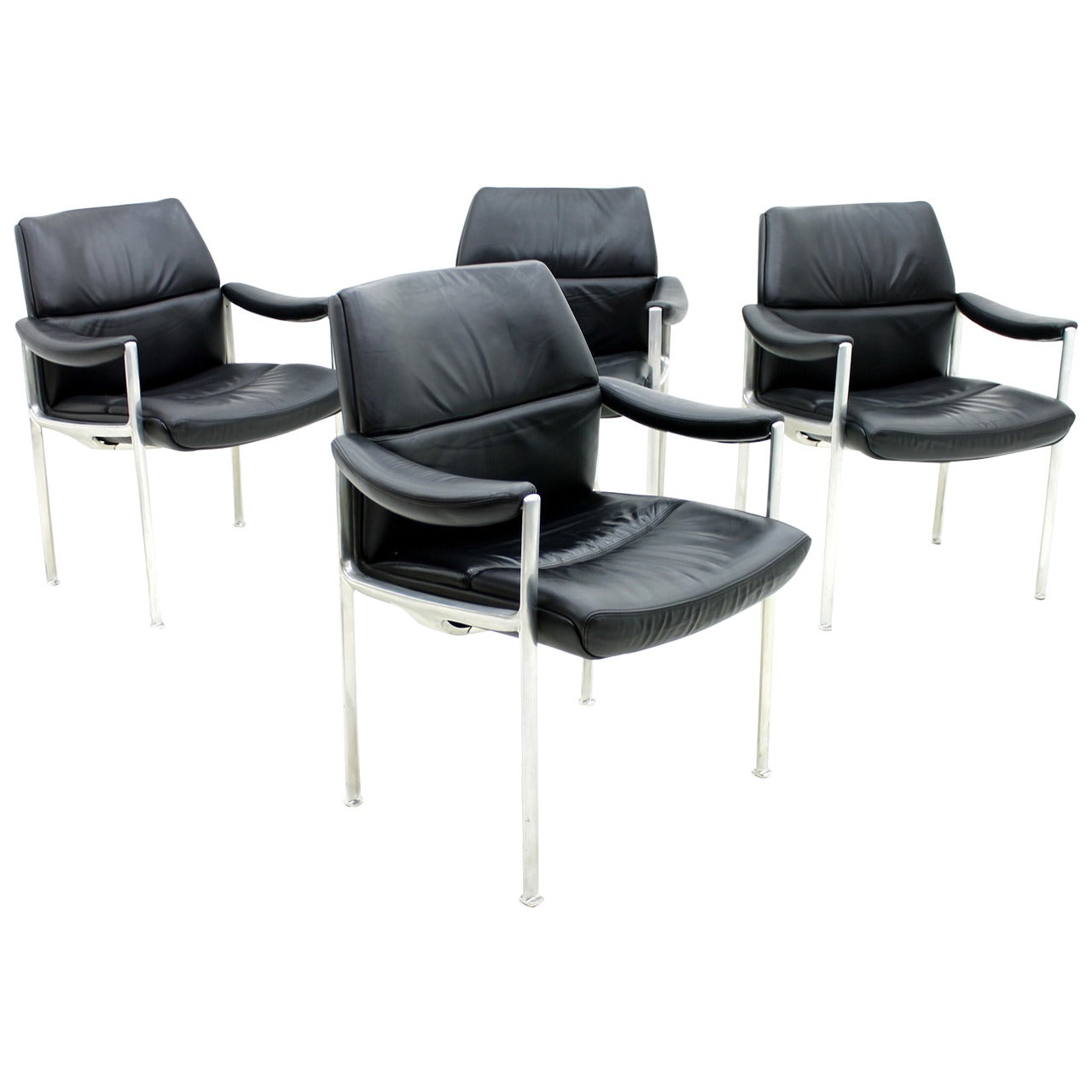 Set of Four Very Comfortable Conference Chairs, 1970s
