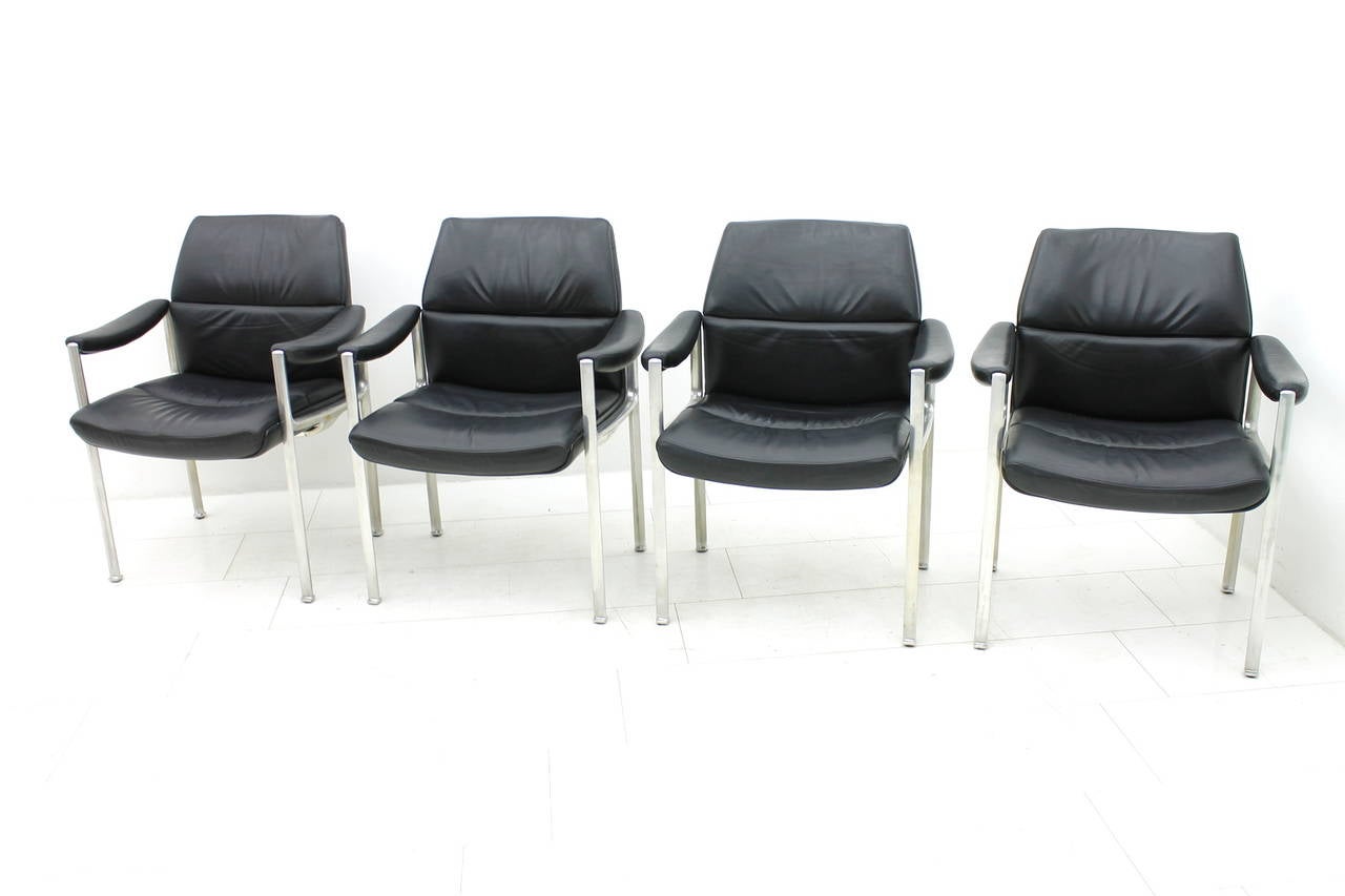 Modern Set of Four Very Comfortable Conference Chairs, 1970s
