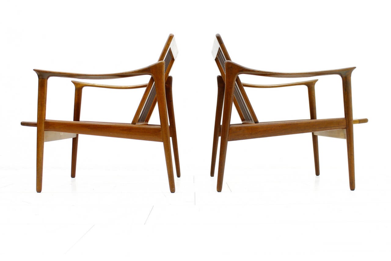 Norwegian Pair of Teakwood Lounge Chairs by Fredrik Kaiser, Norway