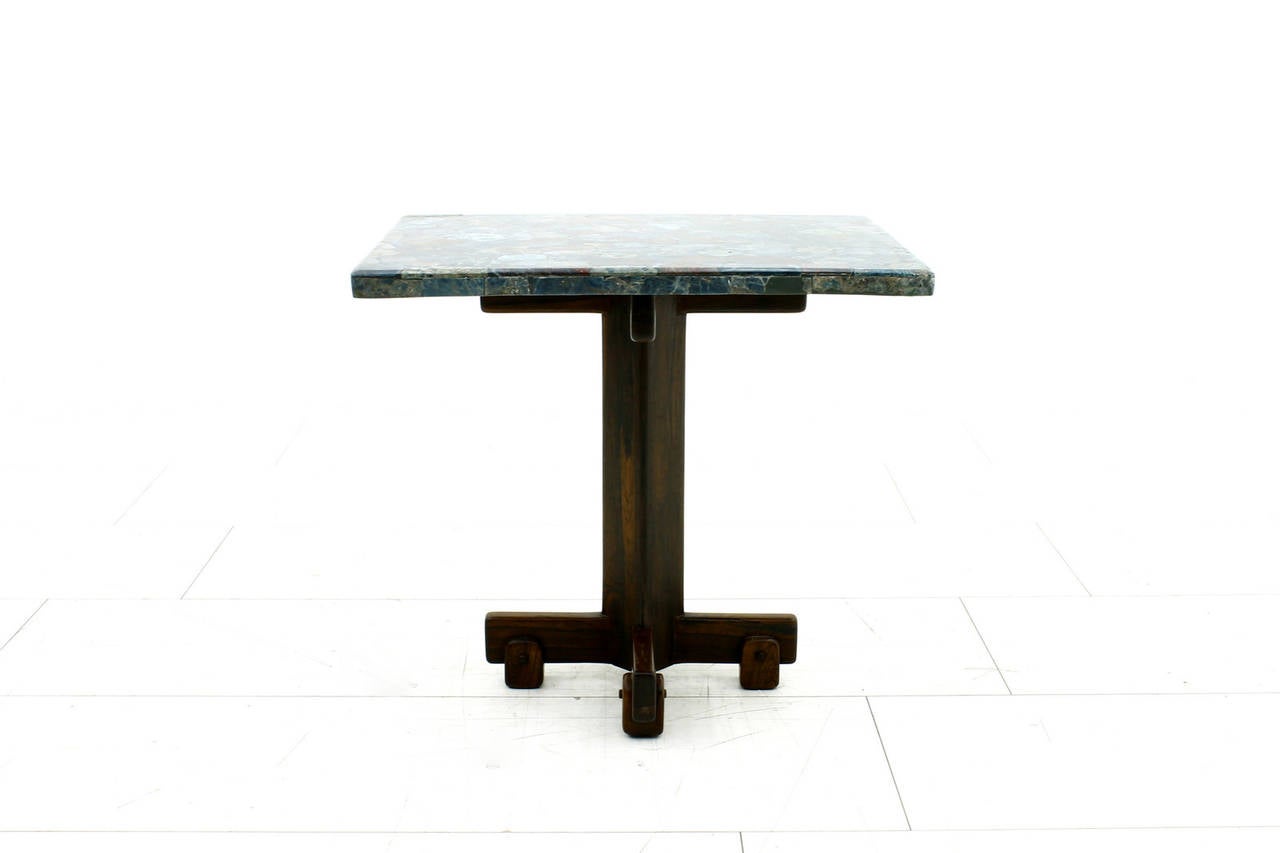 Mid-Century Modern Rare Sergio Rodrigues Side Table with Stone Mosaic Tabletop, Brazil, 1964
