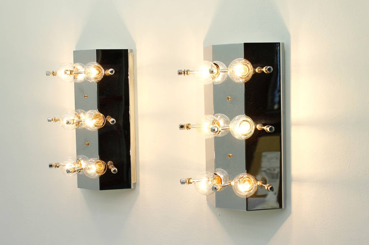 Pair of Large Crystal Glass Wall Sconces by Kinkeldey, circa 1960s For Sale 2