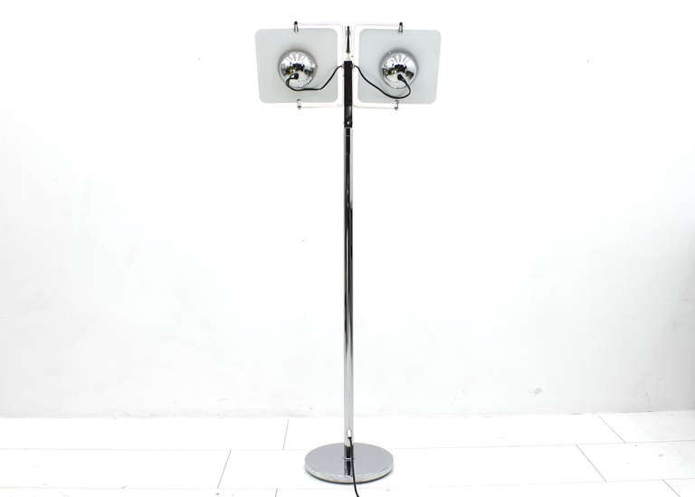 Mid-Century Modern Stilnovo Adjustable Chrome Floor Lamp For Sale