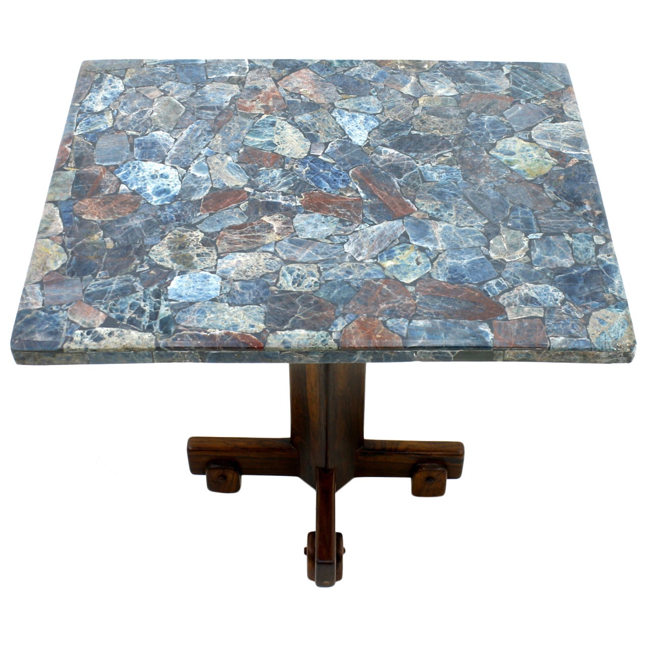 Rare Sergio Rodrigues Side Table with Stone Mosaic Tabletop, Brazil, 1964