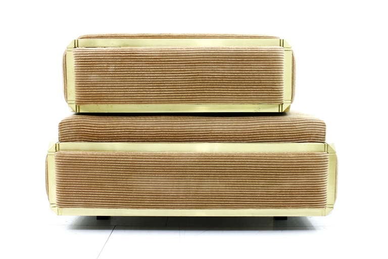 20th Century Fantastic Sofa, Brass & Fabric, France circa 1980's For Sale