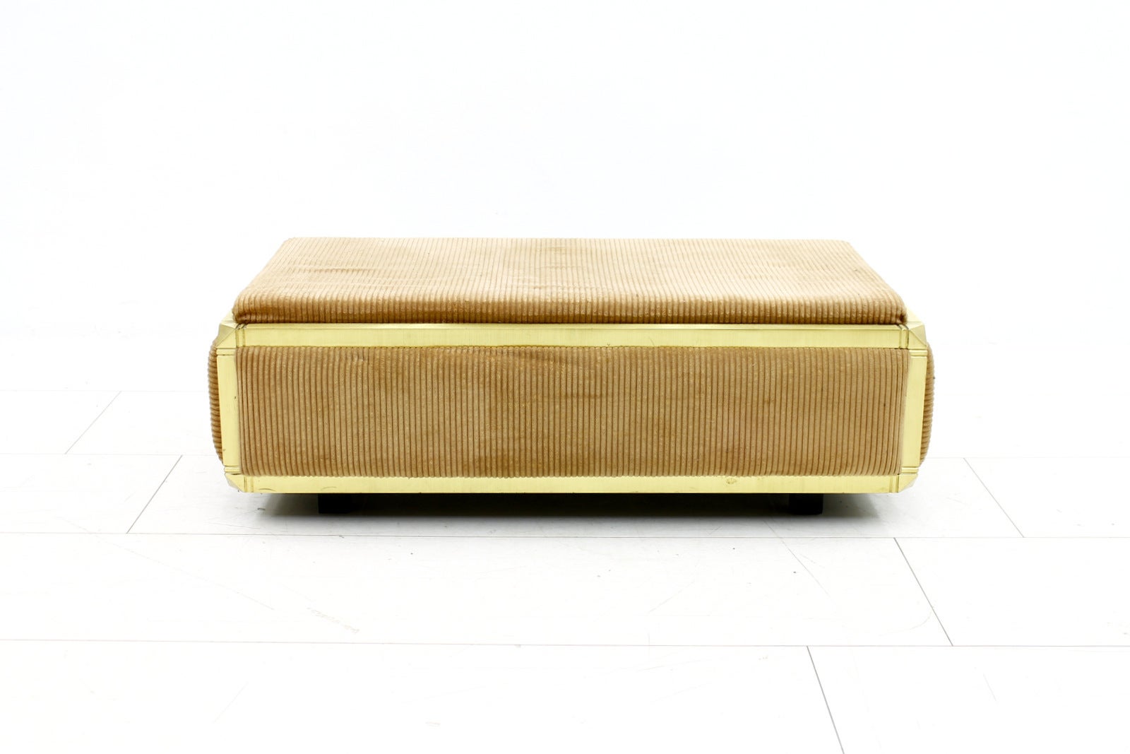 Brass & Fabric Bench, Stool, France 1980s For Sale