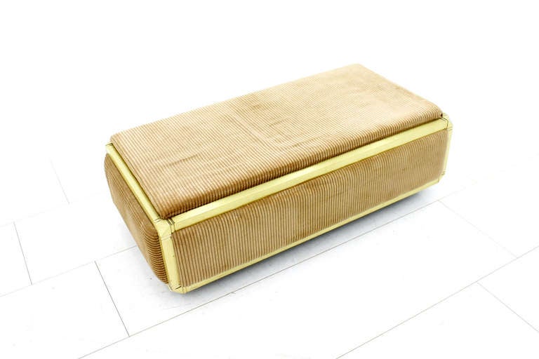 Hollywood Regency Brass & Fabric Bench, Stool, France 1980s For Sale