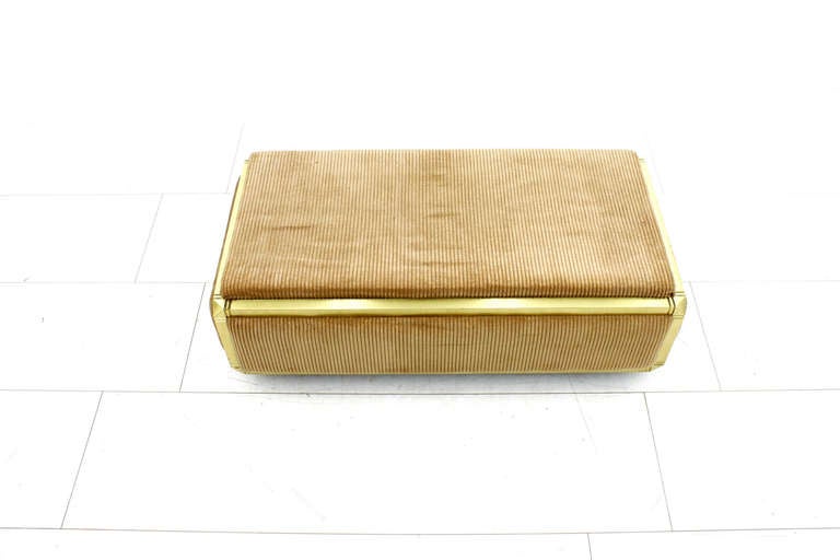 French Brass & Fabric Bench, Stool, France 1980s For Sale