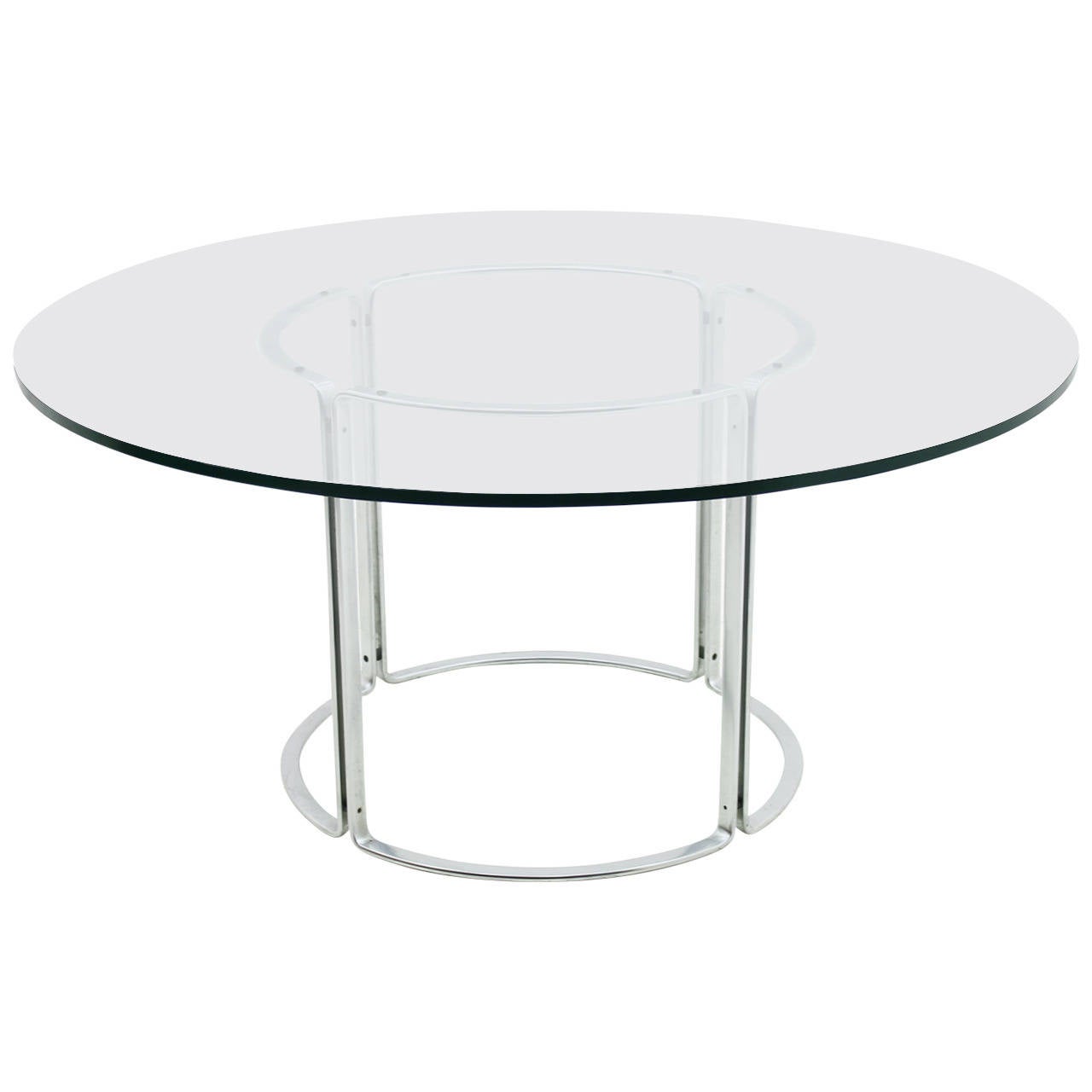 Large Dining Table, Horst Brüning, Glass and Steel by Kill