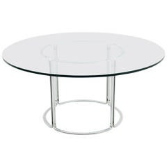 Large Dining Table, Horst Brüning, Glass and Steel by Kill International, 1970s