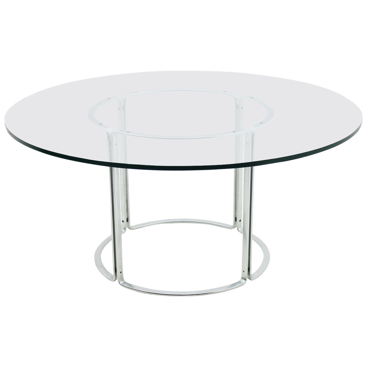 Large Dining Table, Horst Brüning, Glass and Steel by Kill International, 1970s For Sale