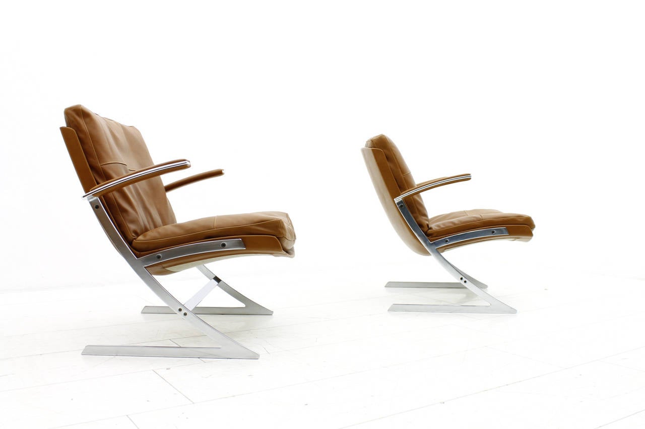 Danish Pair of Lobby Lounge Chairs by Preben Fabricius for Arnold Exclusiv, 1972 For Sale