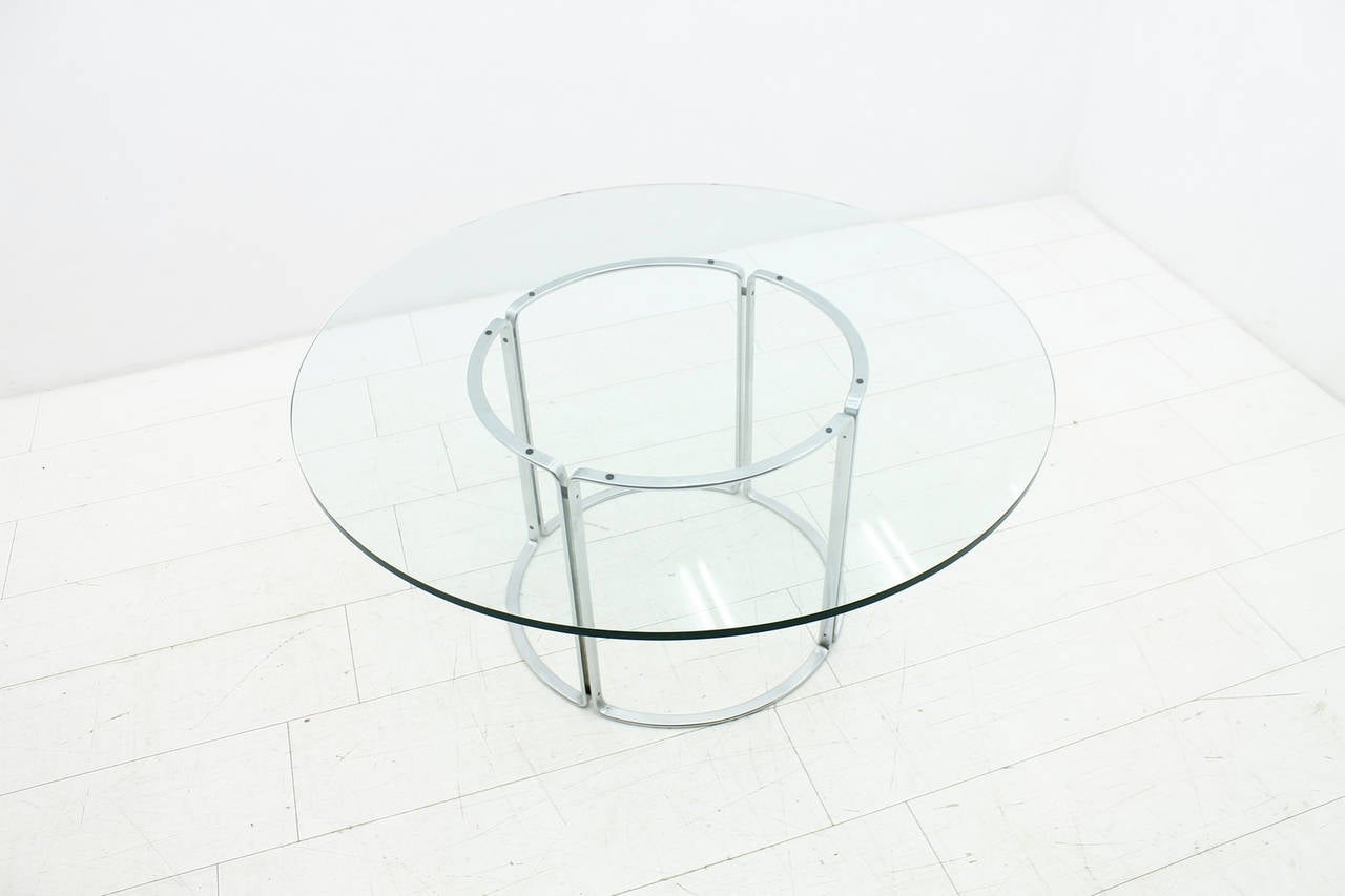 Large Dining Table, Horst Brüning, Glass and Steel by Kill International, 1970s In Good Condition For Sale In Frankfurt / Dreieich, DE