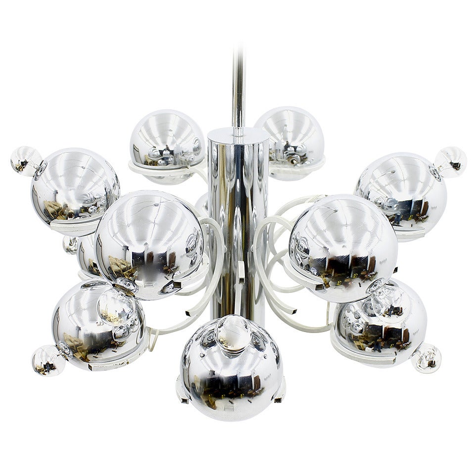 Italian Chrome Sputnik Chandelier, 1960`s