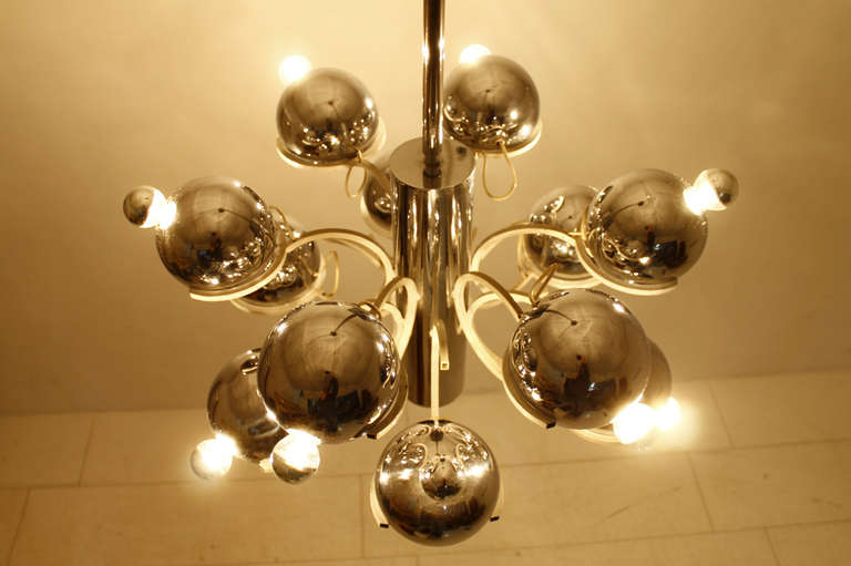 Italian Chrome Sputnik Chandelier, 1960`s 3