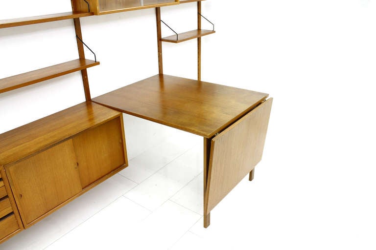 Mid-20th Century Poul Cadovius Royal Wall System & Dining Table, Teak Wood, Denmark