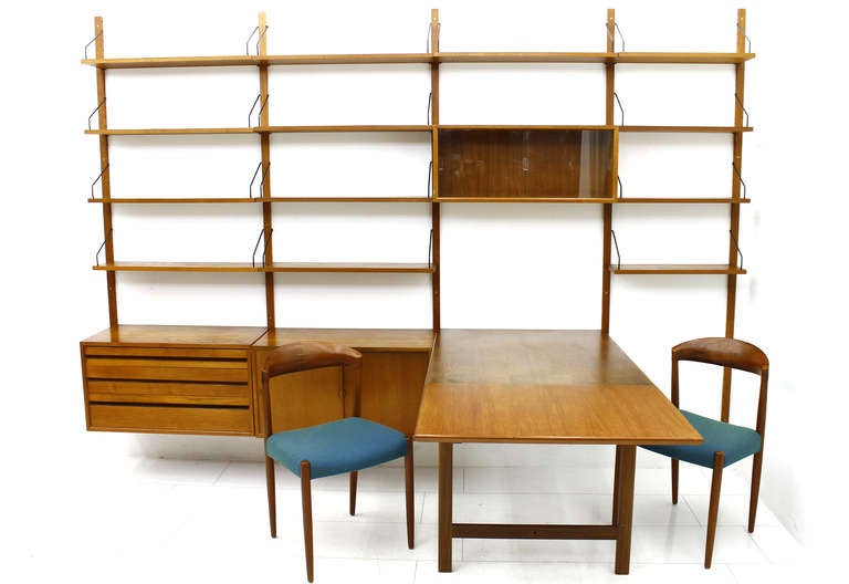 Metal Poul Cadovius Royal Wall System & Dining Table, Teak Wood, Denmark