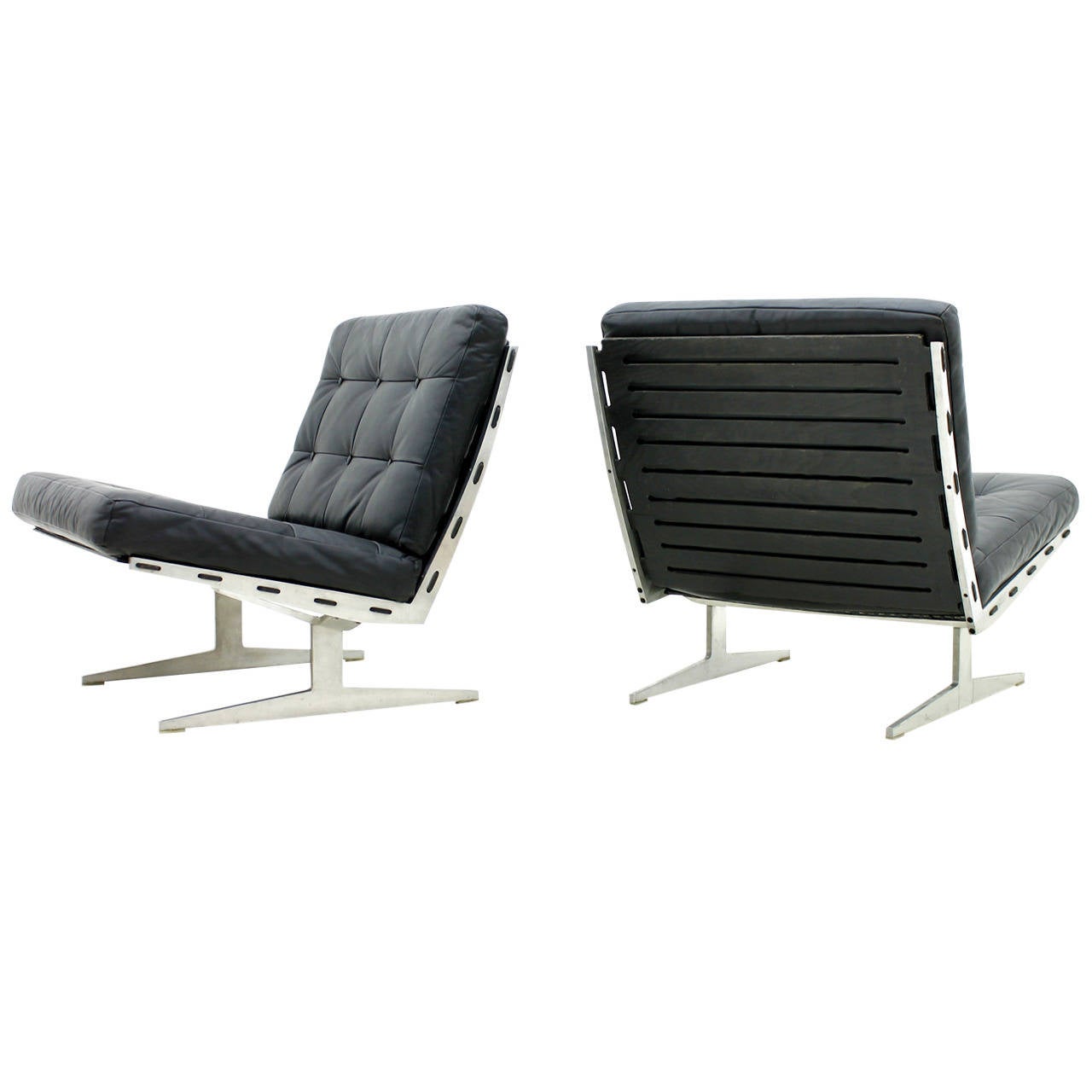 Pair of Lounge Chairs Aluminum and Leather by Paul Leidersdorff
