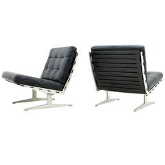 Pair of Lounge Chairs Aluminum and Leather by Paul Leidersdorff, Denmark, 1965