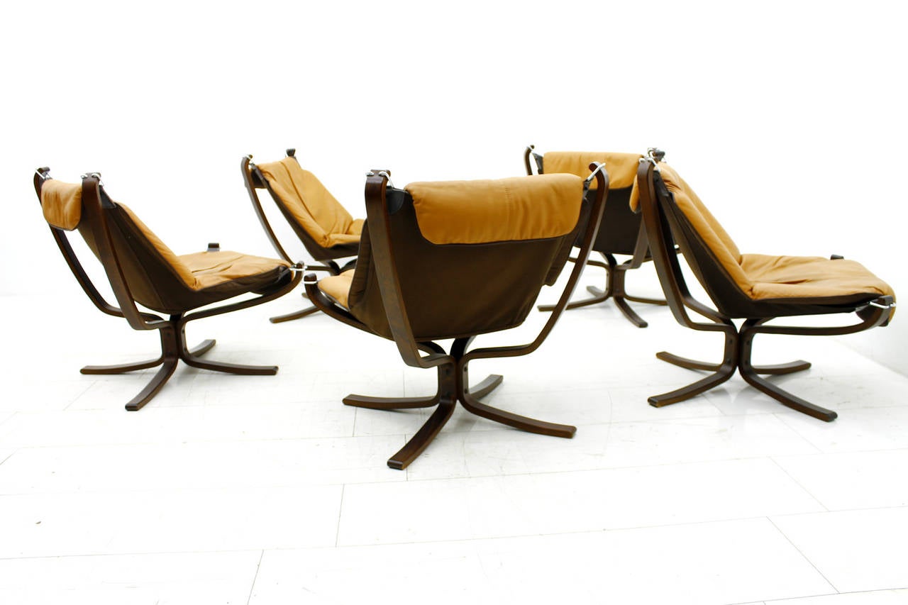 Set of Five Sigurd Resell Falcon Chairs, Vatne Møbler, Norway, 1971 In Excellent Condition In Frankfurt / Dreieich, DE
