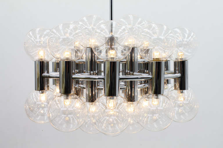 Late 20th Century Large Chrome and Glass Chandelier by Motoko Ishii for Staff, 1971
