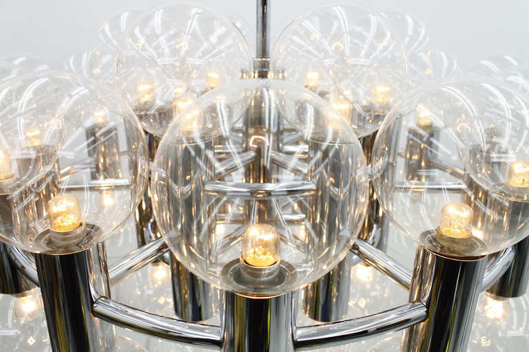 Large Chrome and Glass Chandelier by Motoko Ishii for Staff, 1971 In Good Condition In Frankfurt / Dreieich, DE