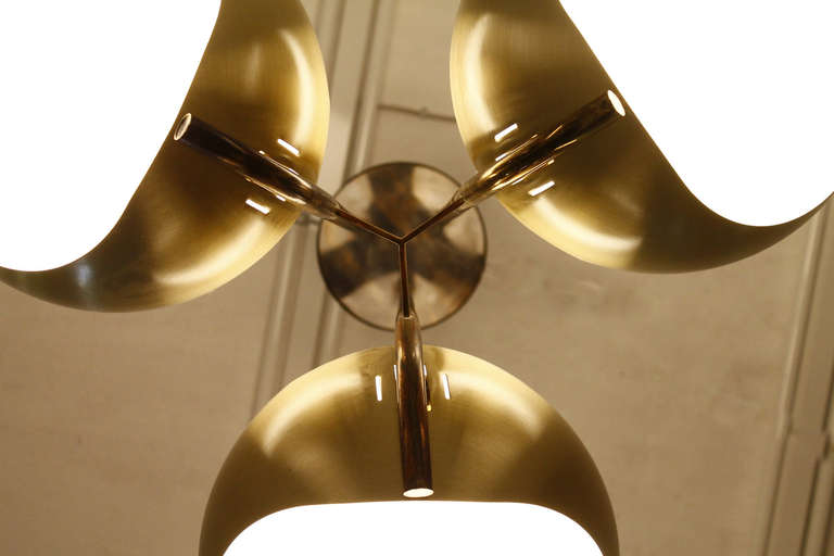 Italian Brass and Glass Chandelier by Lamperti, Italy