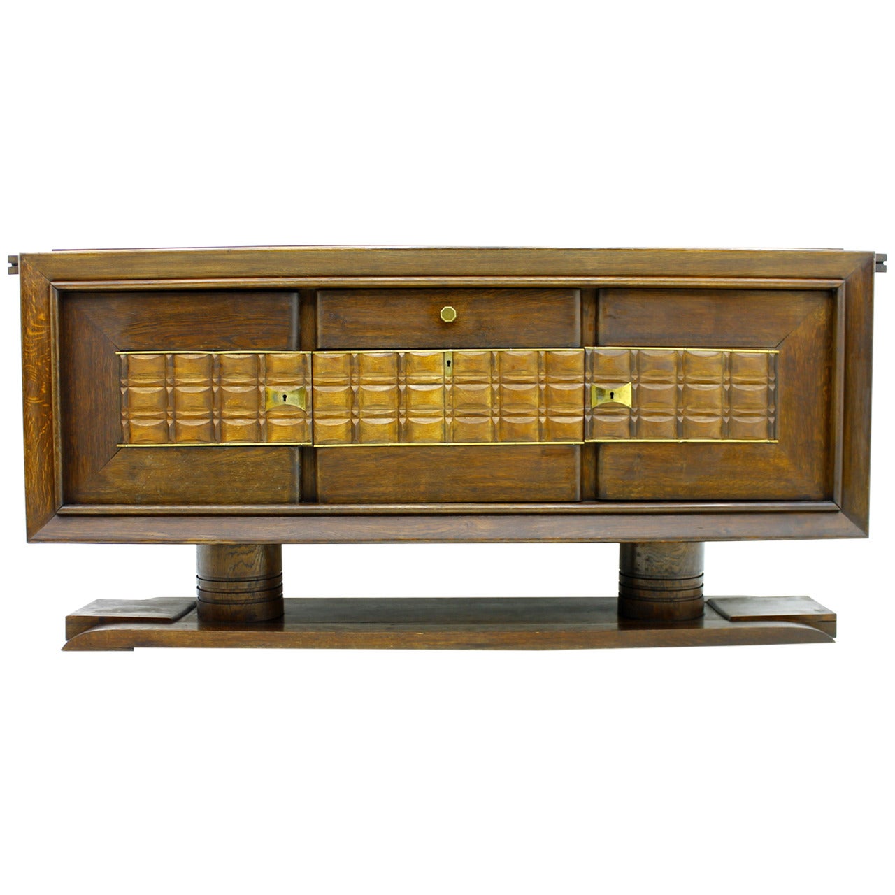Brutalist Credenza Sideboard by Charles Dudouyt France circa 1940s