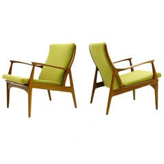 Pair of Teakwood Lounge Chairs by Erik Andersen & Palle Pedersen, Denmark 1960