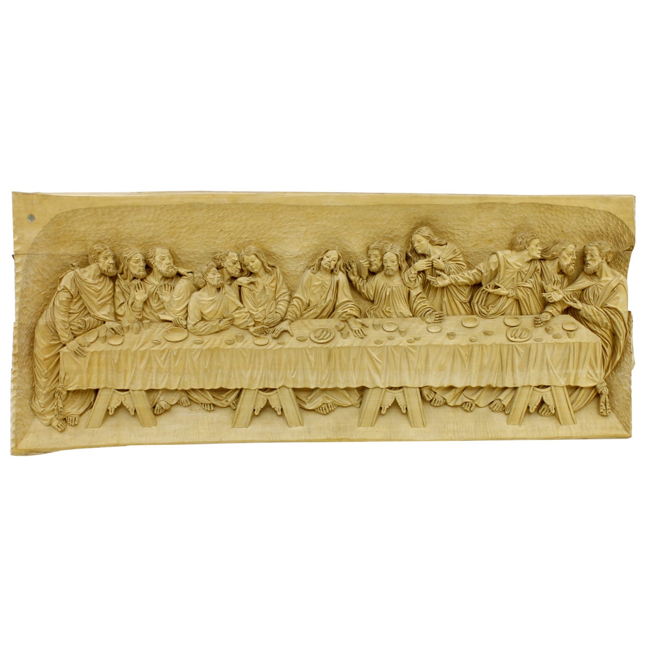 "The Last Supper" Wood Carving Relief Masterpiece by Emrich Mussner, 1976 For Sale