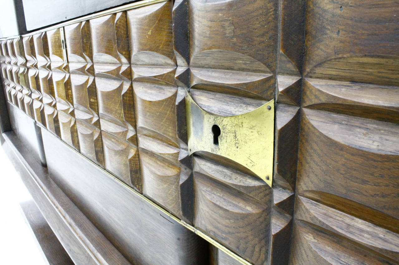 Brutalist Credenza Sideboard by Charles Dudouyt France circa 1940s 1