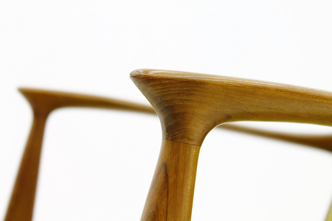 Brass Pair of Teakwood Lounge Chairs by Erik Andersen & Palle Pedersen, Denmark 1960