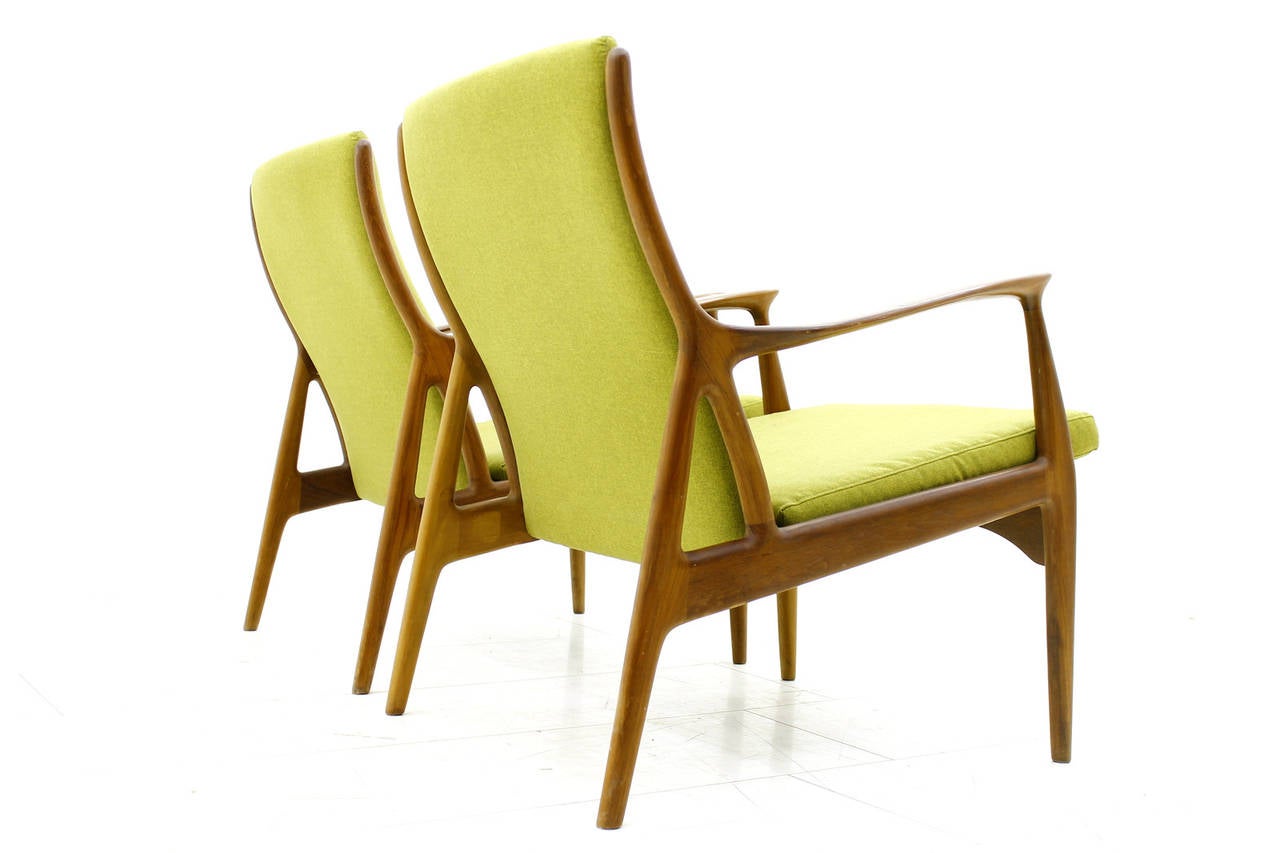 Pair of Teakwood Lounge Chairs by Erik Andersen & Palle Pedersen, Denmark 1960 1