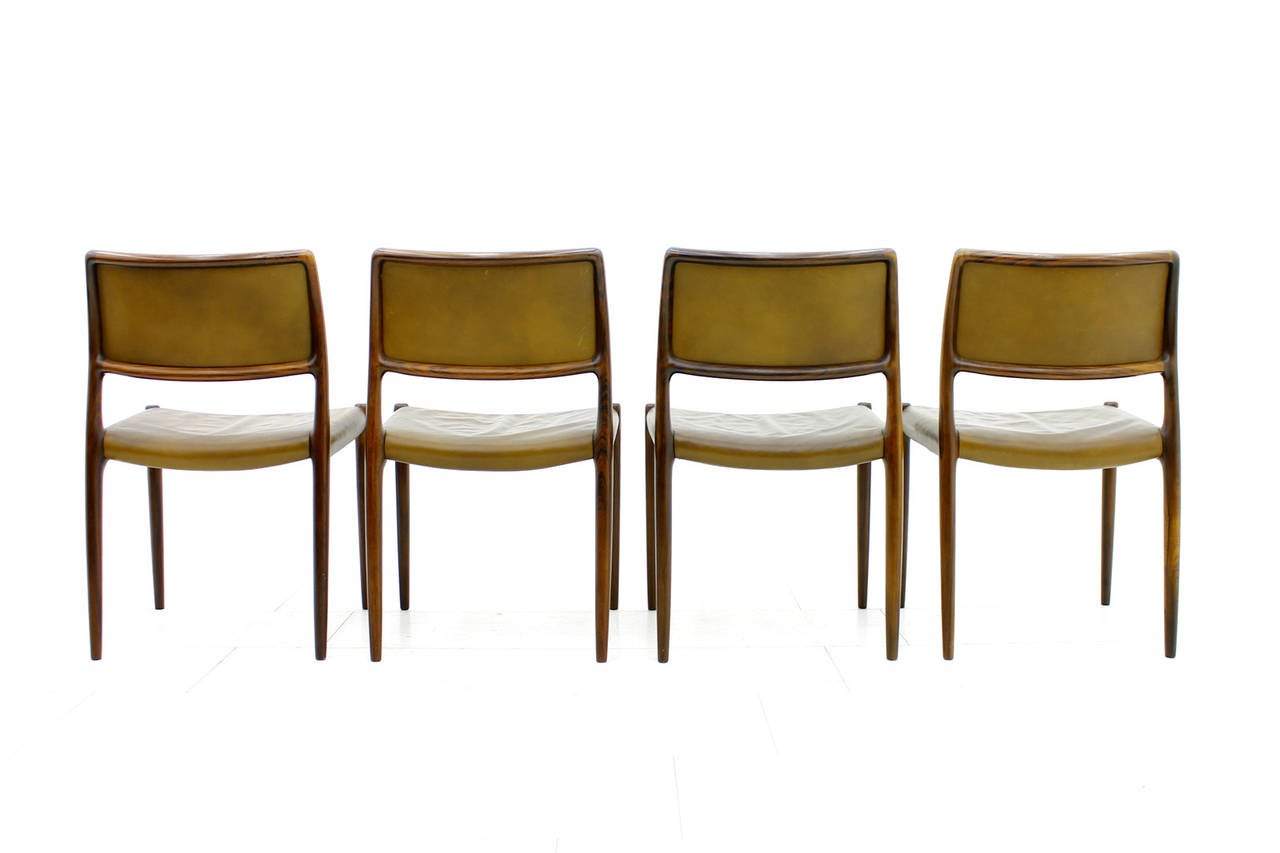 Scandinavian Modern Set of Four Niels O. Møller Rosewood Dining Room Chairs