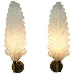 A Pair Glass & Brass Appliques, Sconces, Italy