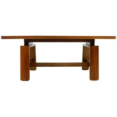 Table de salle à manger en acajou avec bol en céramique de Silvio Coppola Bernini Italie 1960 Table de salle à manger en acajou avec bol en céramique de Silvio Coppola Bernini Italie 1960