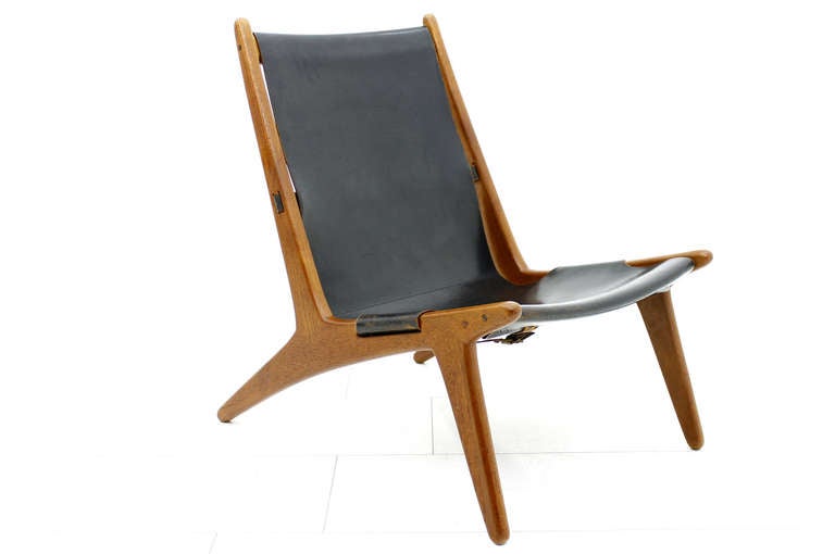 Scandinavian Modern Hunting Chair by Uno & Östen Kristiansson for Luxus, Sweden 1954