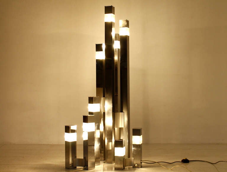 Mid-Century Modern Gaetano Sciolari 1x Floor Lamp & 2 Table Lamps, Italy