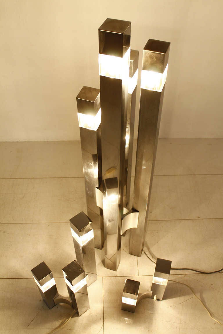 Italian Gaetano Sciolari 1x Floor Lamp & 2 Table Lamps, Italy