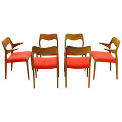 Set of Six Teakwood Chairs by Niels O. Møller, Mod. 71
