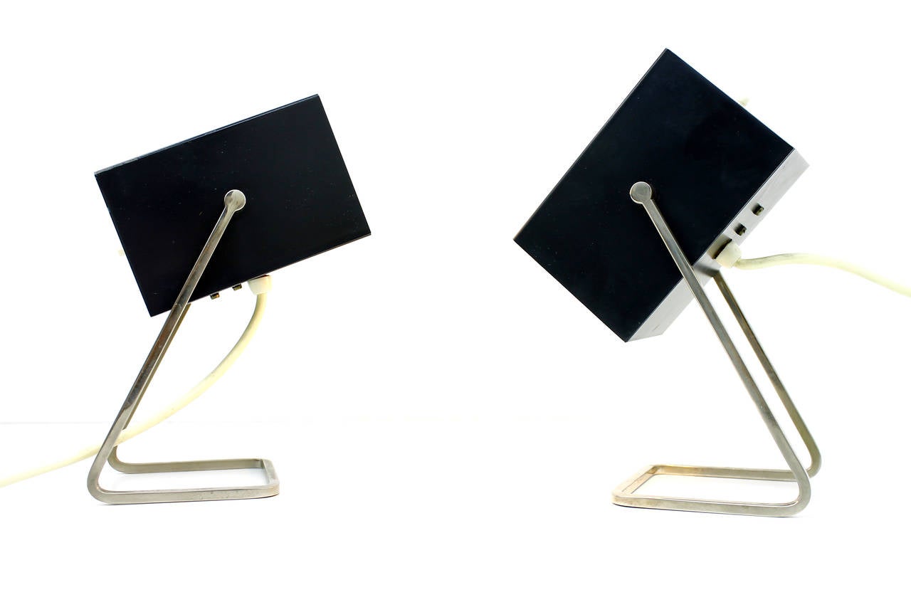 Mid-Century Modern Pair of Modernist Metal Table Lamps, 1960s