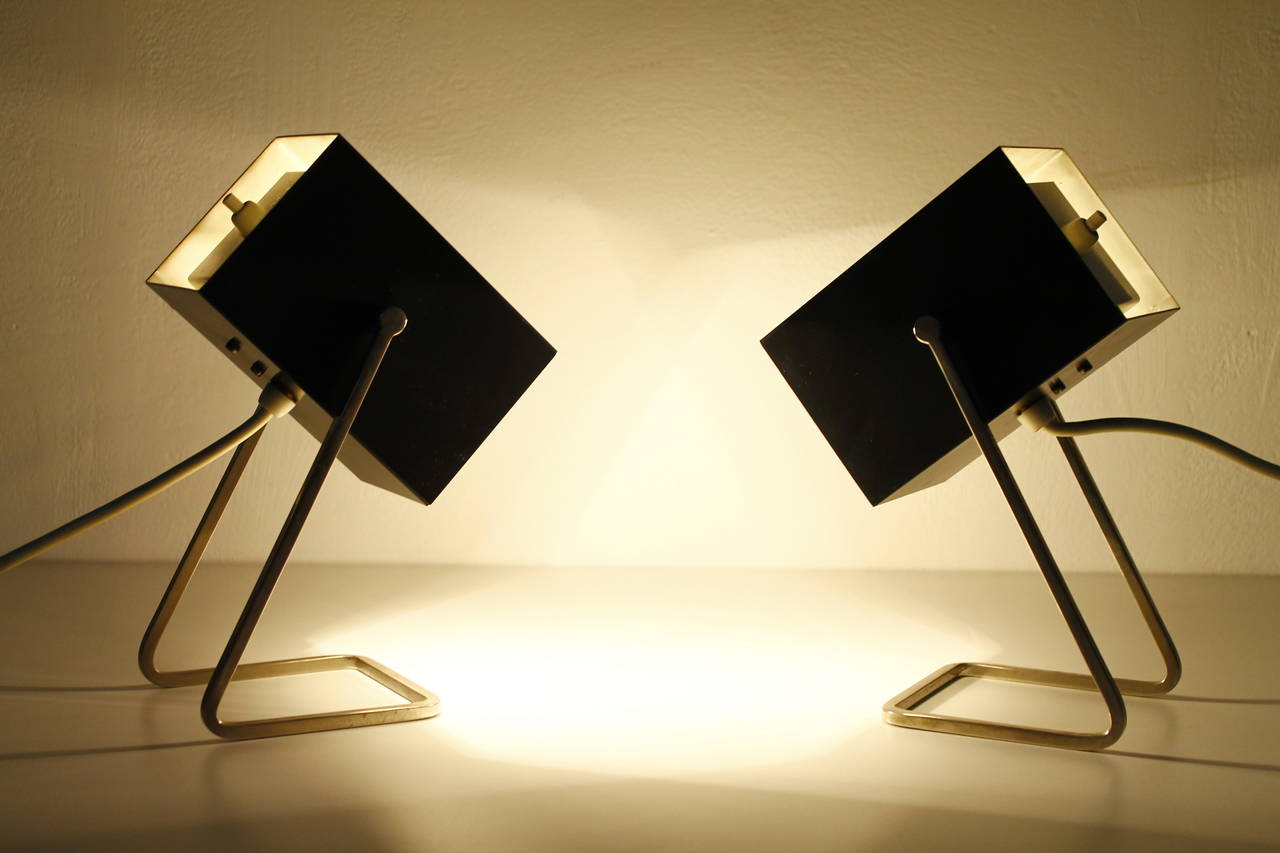 Pair of Modernist Metal Table Lamps, 1960s In Good Condition In Frankfurt / Dreieich, DE