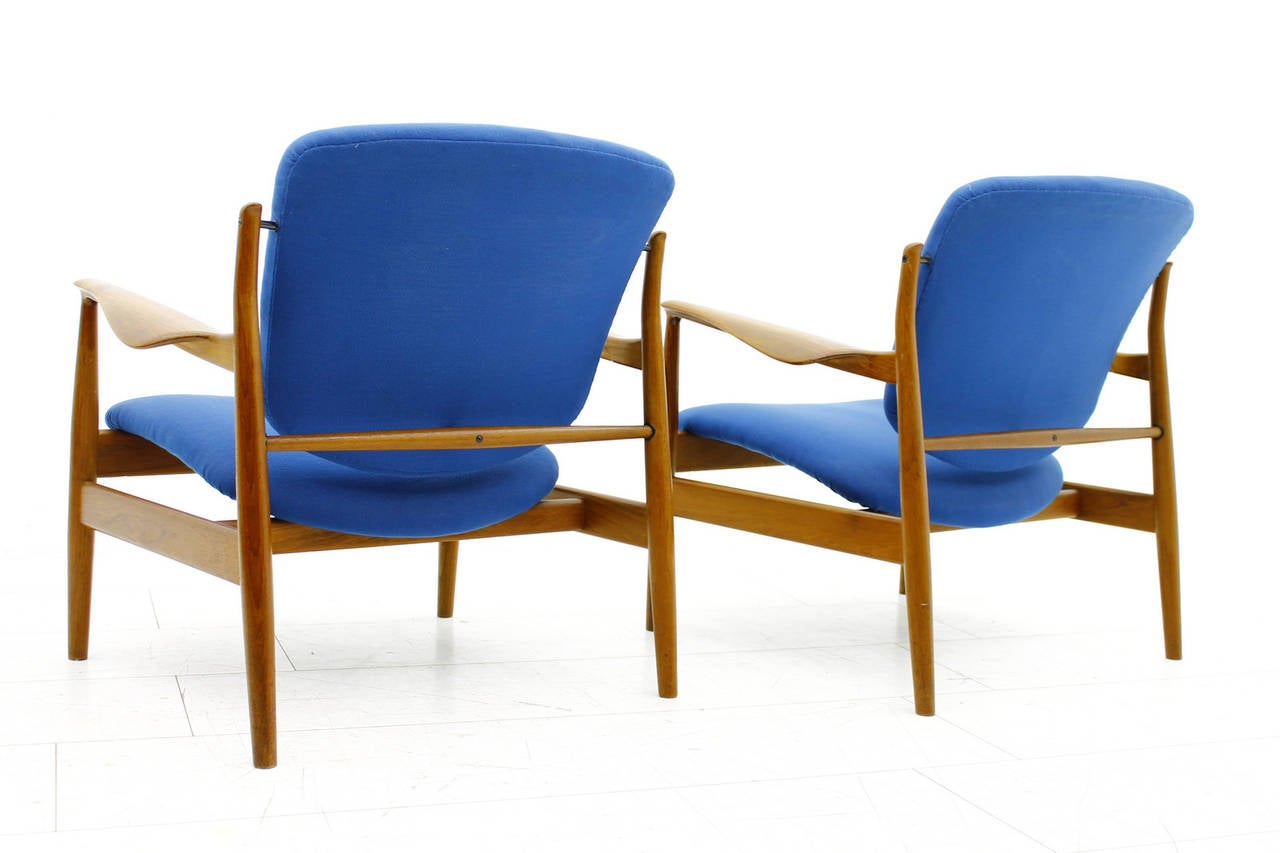 Pair of Finn Juhl Lounge Chairs FD 136, Teak, Denmark, 1956 2